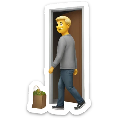 Person walking out the door  sticker