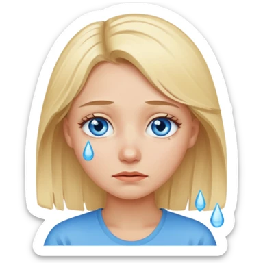 Blonde girl with blue eyes crying sticker
