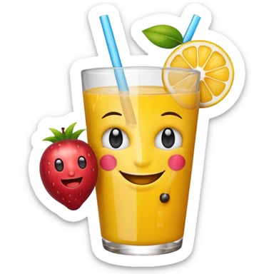 emoticon holding a fruit drink sticker