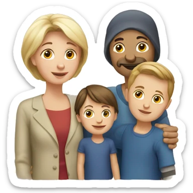 french-russian parents with two children sticker