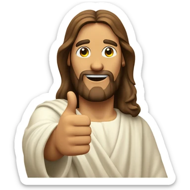 Jesus winking and giving a thumbs up with one hand and pointing with the other sticker