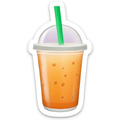 orange bubble tea with boba sticker