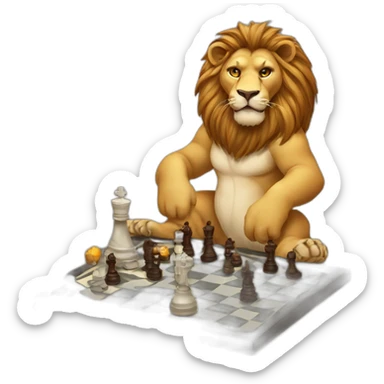 Lion playing chess in Hong Kong sticker