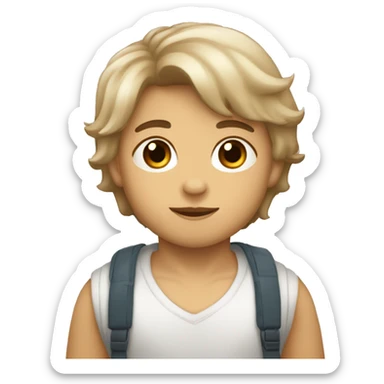 niño de color blanco pelo castaño, ojos marrones y mechas rubias sticker