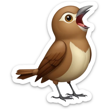 nightingale bird singing with open beak sticker