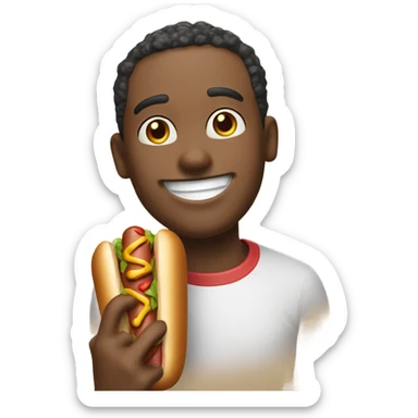 happy emoji eating hot dog sticker