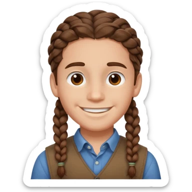 Boy with brown wavy hair in braids sticker