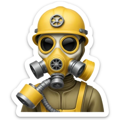 Skeleton wearing a gas mask sticker