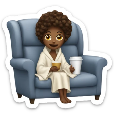 Girl with coffee in lap robe sticker