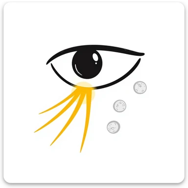 An ethereal eye emitting a golden ray that touches skin cells, showing renewal and regeneration, vitamin A retinol concept sticker