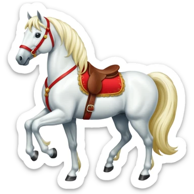christmas white horse with a red saddle sticker