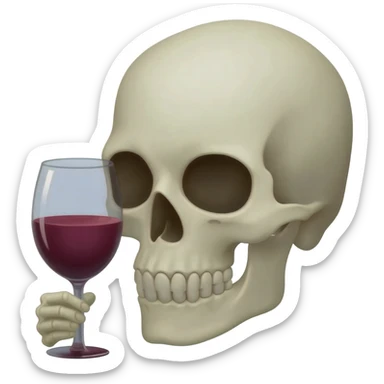 Una  de soltando un facto Pero que se note su cara de facto tomando un copa de vino Pero la calavera que sea emoji de iPhone y elegante sticker