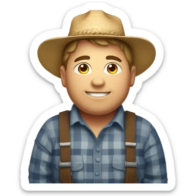 A fat farmer boy sticker