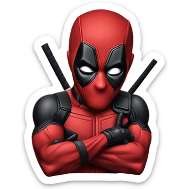 Deadpool sticking out the middle finger sticker