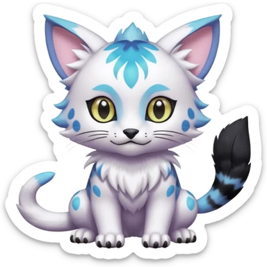 Pastel Shiny Cute Elegant Realistic Adorable Pretty Beautiful Meicoomon-Gatomon-Liepard-Pokémon-Digimon-Fakémon-fusion-hybrid-creature sticker