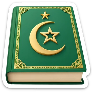 Closed Quran with the Islamic Symbol on it (moon and star) green from left to right sticker