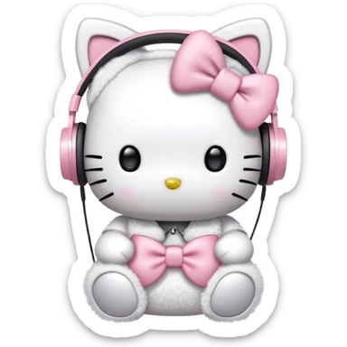 Hello kitty with a light pink bow and headphones sticker