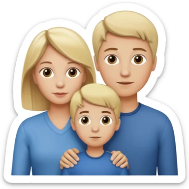 Mom with three kids (oldest girl with blonde hair, boy with brown hair, youngest boy with blonde hair) sticker