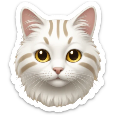 White cat with beige stripes and big fur sticker
