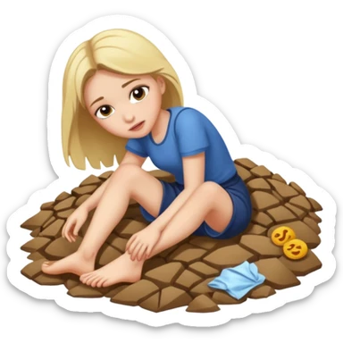 a foot crushing a girl's head on the ground sticker