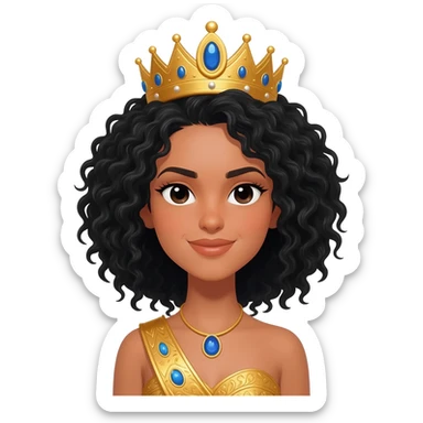 Latino queen with white skincurly black hair sticker