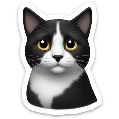 Black and white cat with black spot on nose sticker