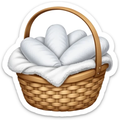 basket with white blankets  sticker