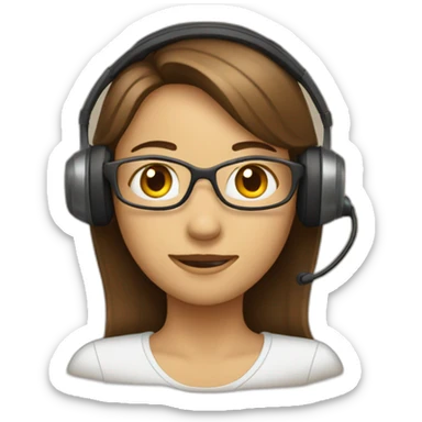 front profile of an emoji wearing an headset, women cocation  sticker