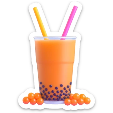 bubble tea with boba pearls sticker