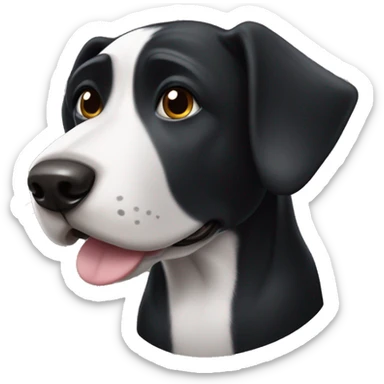 ￼Black dog with white chest with droopy ears  sticker