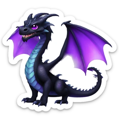 Black iridescent Dragon with purple eyes sticker