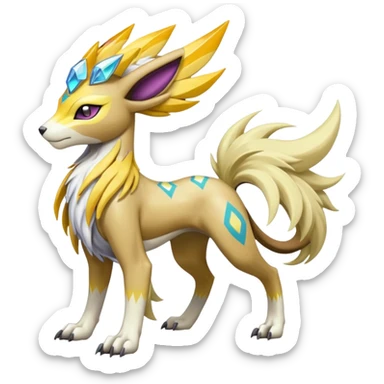 Colorful Futuristic Meloetta-Manectric-Solgaleo-Raikou-Pokémon-Digimon-Fakémon-fusion-hybrid-creature sticker