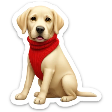 Pale golden Labrador wearing a red jumper  sticker