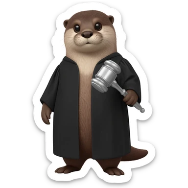 serious otter with a judge's gavel sticker