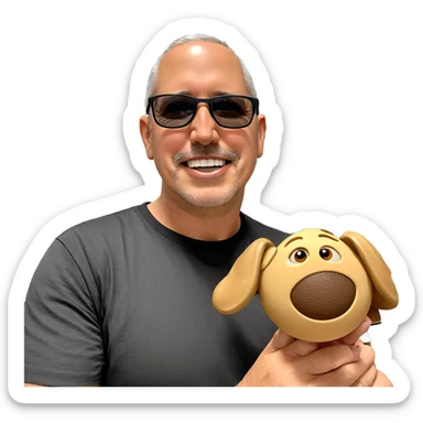 holding toy in black shirt sticker