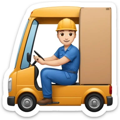 create a realistic emoji of a logistic worker parking and resting  sticker