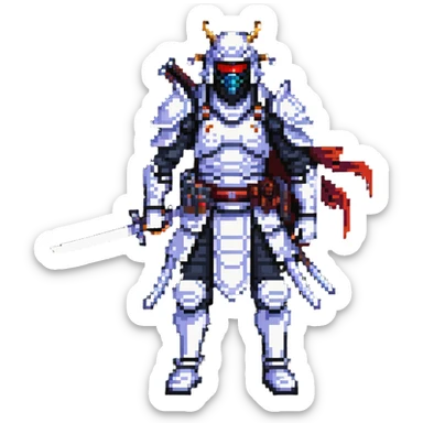 male cyborg samurai nomad with tech equipment sticker