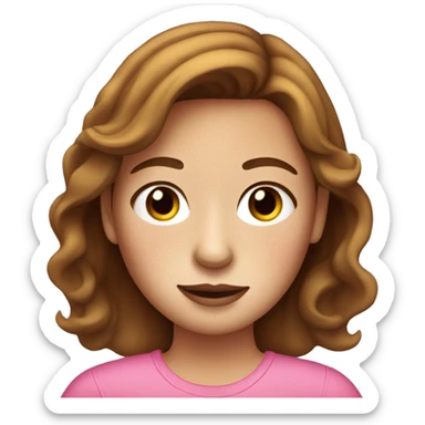 Girl with freckles on her face brown hair inside a car wearing pink sticker