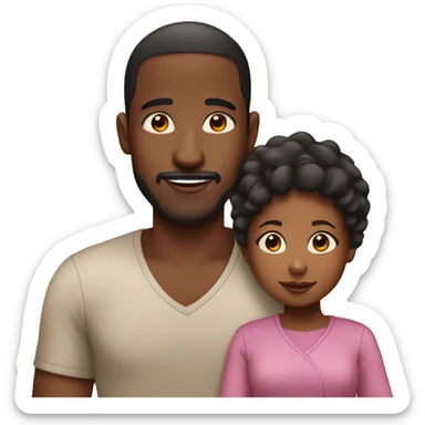 Young Black mother and father with baby sticker