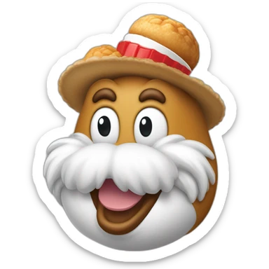 yoshi avec la barbe de la mascotte de kfc et un peruque blanche sticker