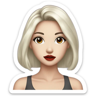 Beautiful young woman,Black hair,long hair,White skin,oval face,big eyes,Blackeyes,Redlips,Chinese sticker