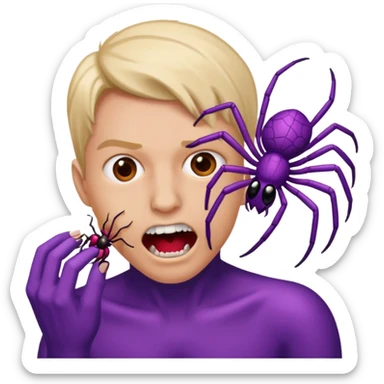 purple spider biting arm no wound mid bite sticker