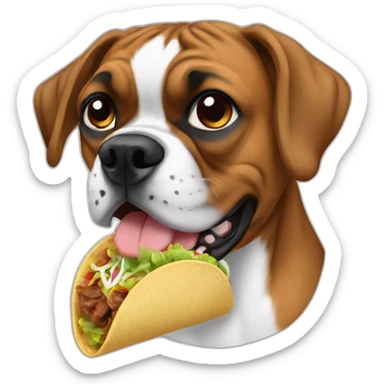 Darle brown Boxer dog eating tacos  sticker