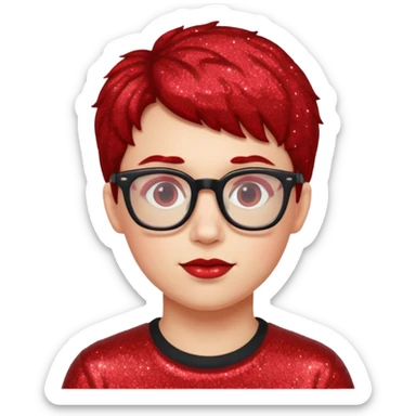 glitter red nerd sticker