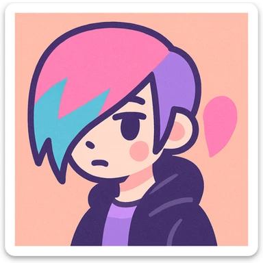 pastel emo profile picture with a heart accent, cute, expressive, minimal sticker