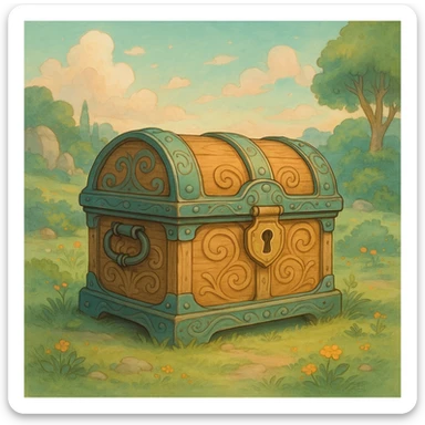 a chest, ghibli style sticker