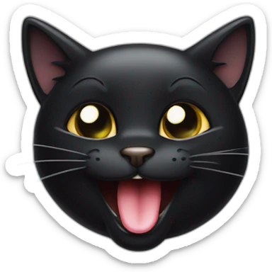 Cheeky Black cat sticking tongue and winking with one eye sticker