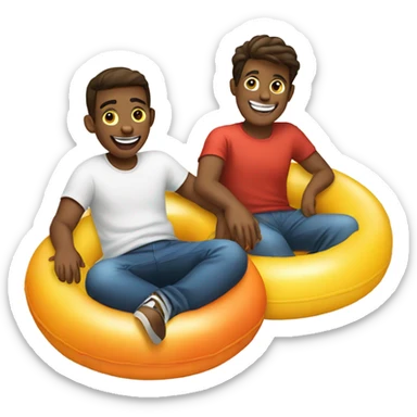two teenage boys in inflatable rings sticker