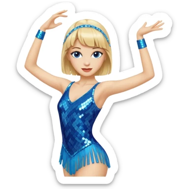 blue jazz style dance costume on blonde sticker
