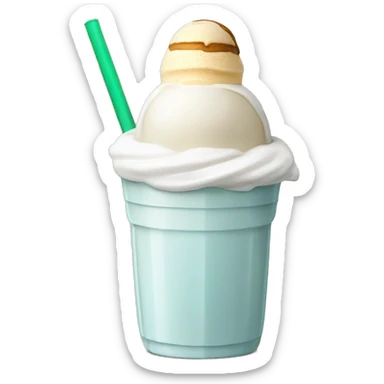 white soda float in a cocktail cup with circle  white ice cream no waffle and no straw just simple sticker